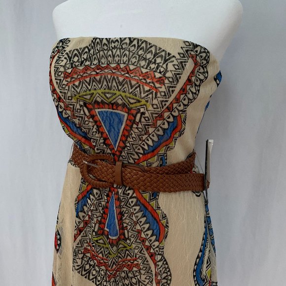 AS U WISH Tribal Aztec Gypsy Boho Lace Strapless Padded Bra Mini Dress - Picture 7 of 16